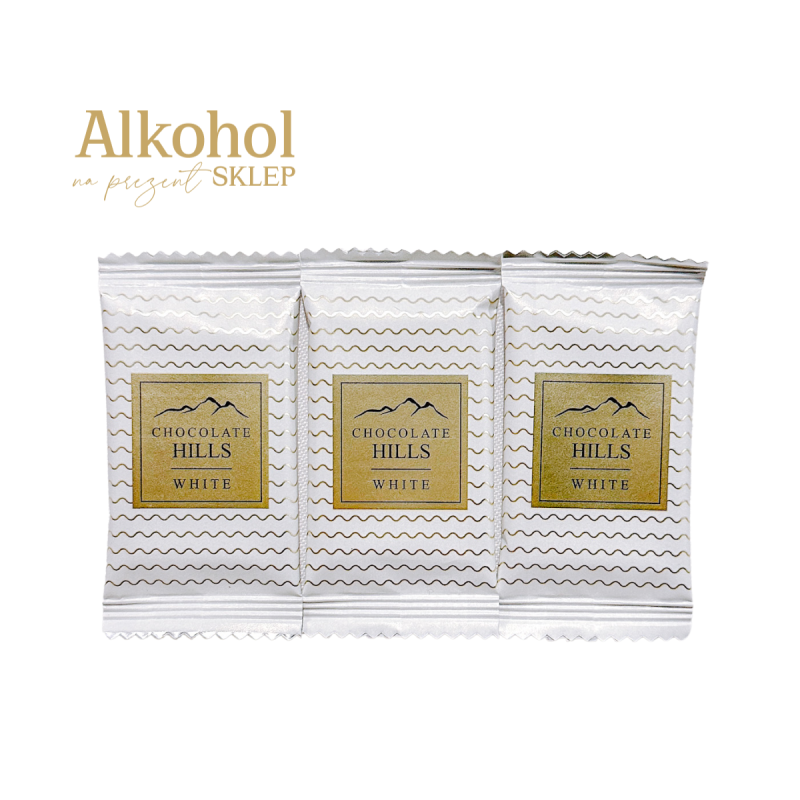 Eleganckie czekoladki z wyśmienitej białej czekolady Barry Callebaut.