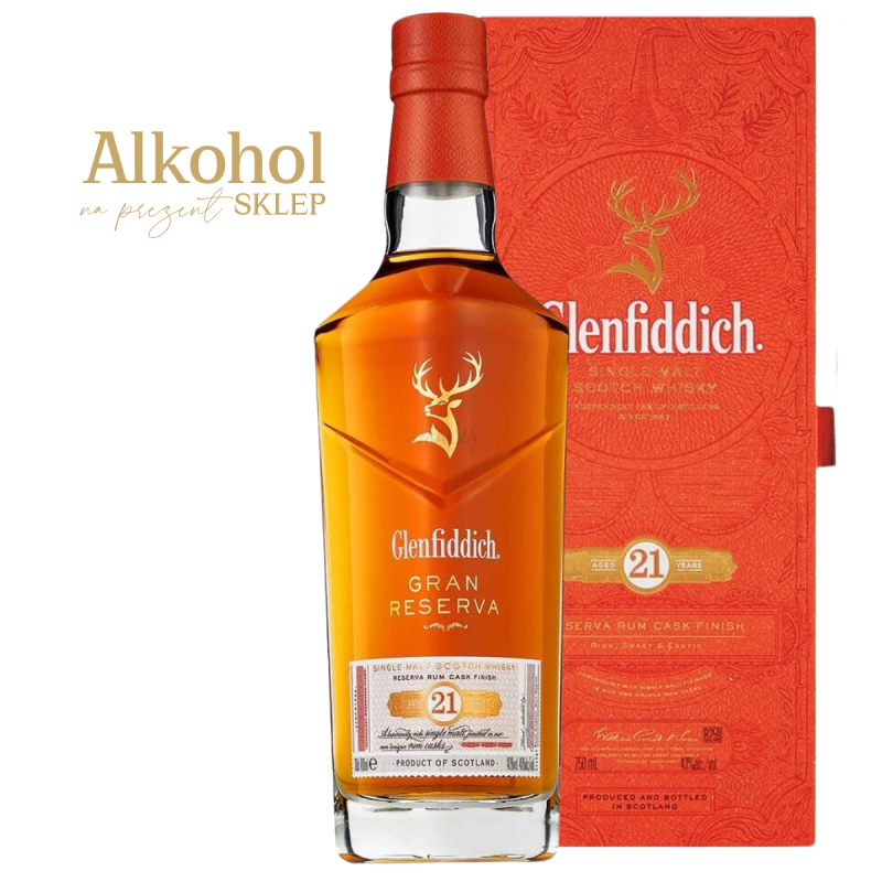 Whisky premium, leżakowana w beczkach po rumie o przyjemnym karmelowym smaku. Najlepsza whisky w dobrej cenie.