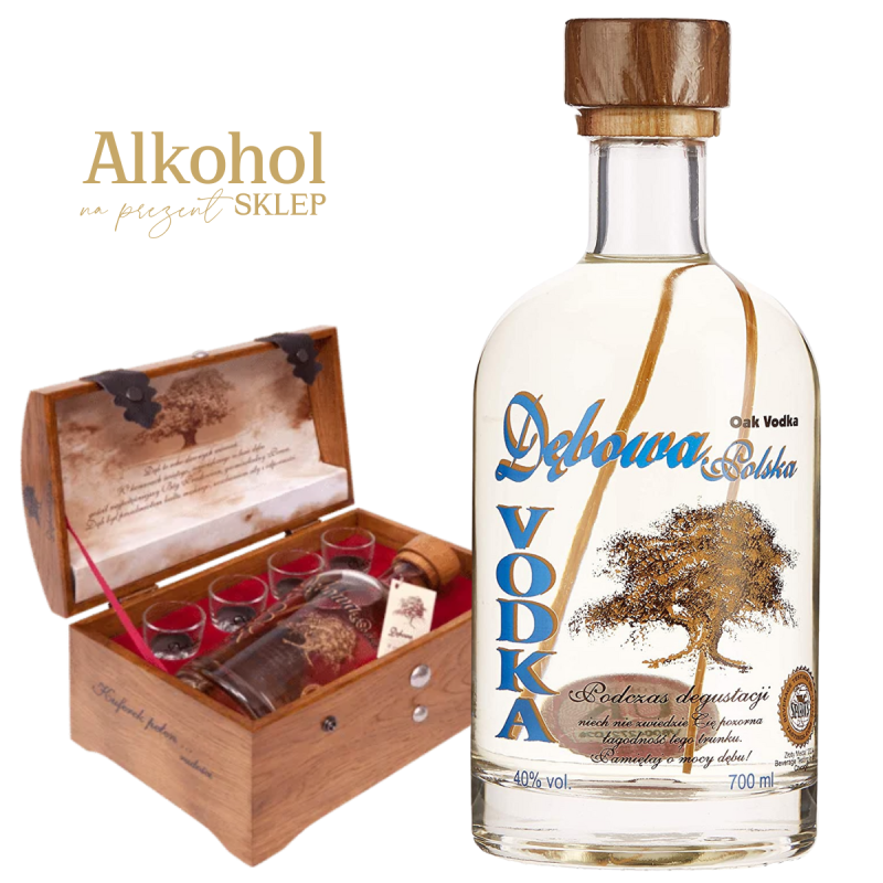WÓDKA DĘBOWA POLSKA KUFEREK 0.7L + 4 KIELISZKI
