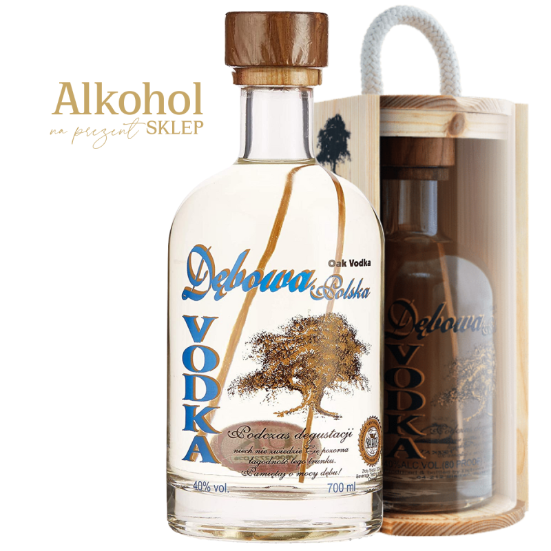 WÓDKA DĘBOWA POLSKA SKRZYNKA DREWNIANA 0.5L