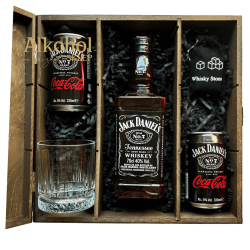 ZESTAW WHISKEY JACK DANIEL'S OLD NO.7 0.7L + SZKLANKA + 2 DRINKI JACK DANIEL'S & COLA + KAMIENIE DO WHISKY