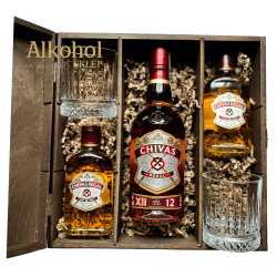 ZESTAW WHISKY CHIVAS REGAL 12YO 0.7L + 2 CHIVAS REGAL 12YO MINI + 2 SZKLANKI