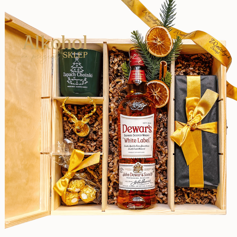 DUŻY ZESTAW ŚWIĄTECZNY Z WHISKY DEWAR'S WHITE