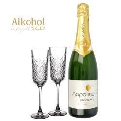PAKIET BEZALKOHOLOWY APPALINA CHARDONNAY Z KIELISZKAMI