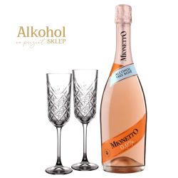 PAKIET BEZALKOHOLOWY MIONETTO ROSE Z KIELISZKAMI